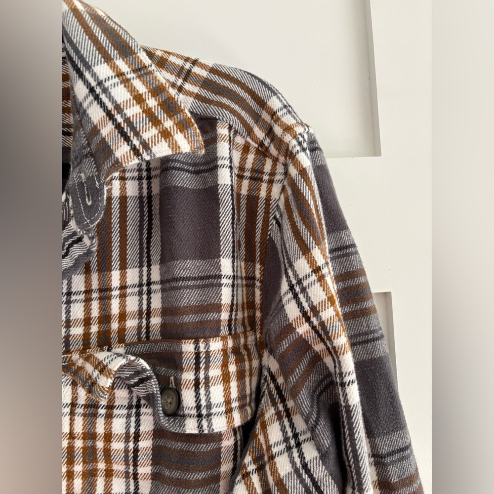 Only & Sons Grey & Brown Plaid Flannel Shirt Jacket size XL - Picture 3 of 7